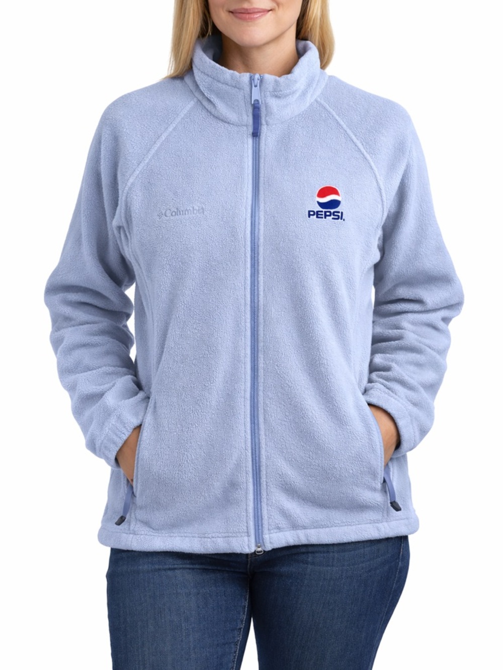 Columbia Women’s L Fleece Jacket Pepsi Logo Full Zip Purple Soft Warm